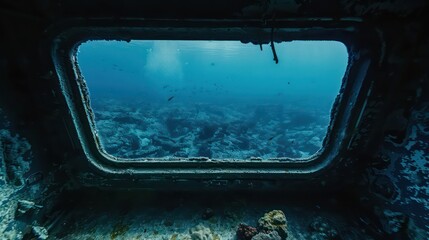 underwater window looking out at the deep ocean