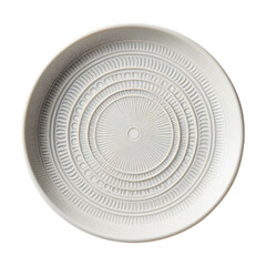 White round ceramic plate with light colored patterns