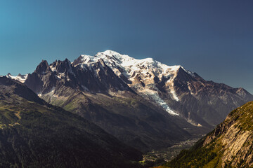 The Mont-Blanc massif from the climb towards the Aiguillette des Posettes