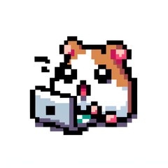 Fototapeta premium An icon of a hamster typing on a computer