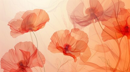 Vibrant red poppies are painted on a clean white background in this bold floral abstract artwork