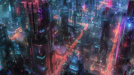 Capture the bustling Scifi City from above