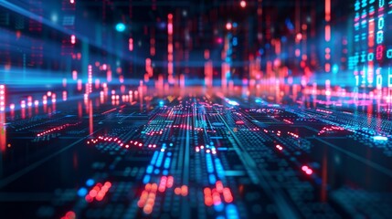 A futuristic visualization of algorithmic trading, where AI algorithms execute trades autonomously based on predefined parameters and real-time market data.