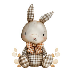 Watercolor set, vintage bunny rabbit. Watercolor drawing by hand.