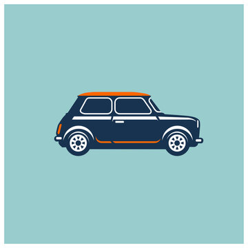 classic mini cooper mr. bean car vector