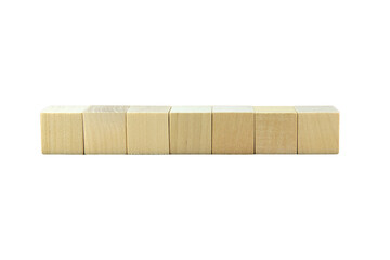 Wooden blocks, wooden toys, space for letters isolated on white background.