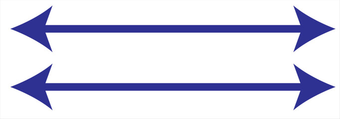 Set of long arrow vector, icon . Horizontal double side arrow. Straight long arrow vector icon set. Long arrows left and right in flat style. Long arrow silhouette, symbol, icon design