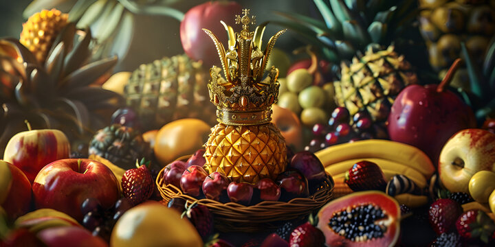 Tropical fruit photo realistic illustration generative ai
