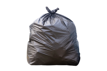 black trash bags isolated on white background.