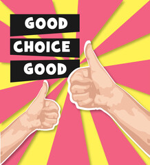 pop art comic hand like good choice speech bubble explosion vector illustration