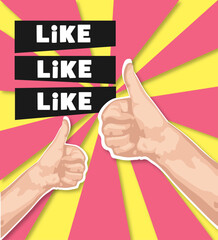 pop art comic hand like speech bubble explosion vector illustration