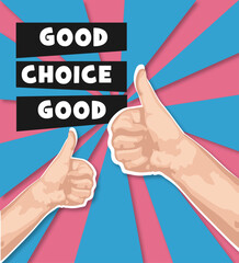 pop art comic hand like good choice speech bubble explosion vector illustration