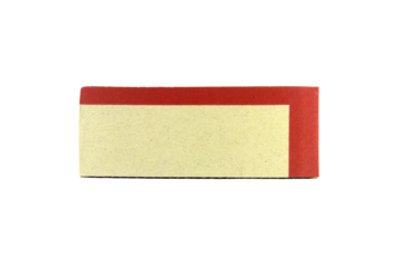small piece of brown and red paper cut edge element isolated on white background.