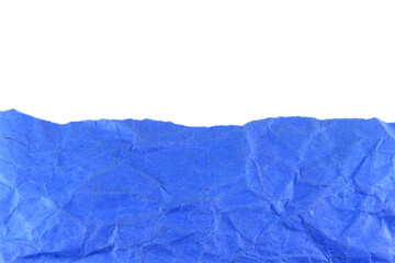 small piece of blue paper cut edge element isolated on white background.