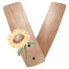 Sunflower Wooden Alphabet & Number Clipart Collection