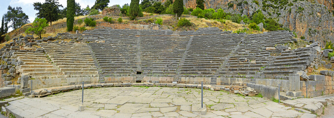 Delphi, Phocis - Greece. Ancient Theater of Delphi. The theater, with a total capacity of 5,000...
