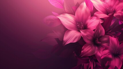 Bright pink flowers stand out against a deep purple background in a vibrant floral display