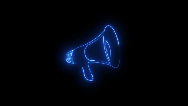 Abstract neon speaker icon animation. concept of megaphone.