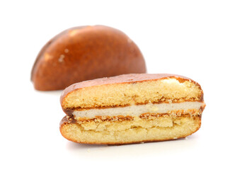 Chocolate cakes isolated on white background
