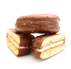 Chocolate cakes isolated on white background
