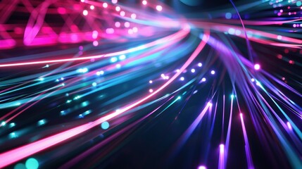 Obraz premium Light lines, fiber optics, speed lines, futuristic background. data transmission , high speed internet s