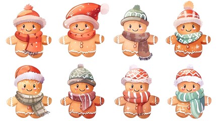 Cheerful Gingerbread Cookie Characters Enjoying Winter Wonderland