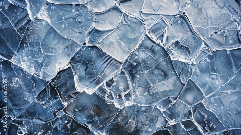 Poster Intricate ice shards overlap, creating a mosaic of frozen textures captured in sharp detail.