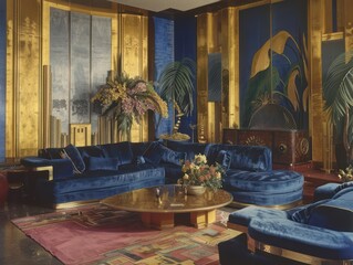 image of an Art Deco inspired living room 