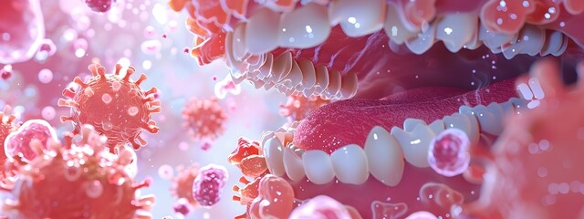 Microscopic of Bacterial Plaque Causing Periodontal Disease and Dental Health Issues