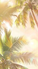 background picture of a idyllic summer atmosphere with palm trees, bright light and vibrant pastel colors