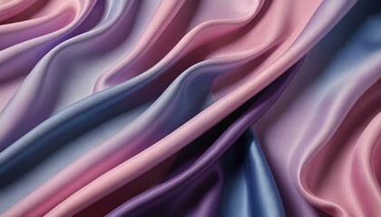 Obraz premium luxurious satin silk fabric in a close-up view, smooth, flowing texture in pink, purple, and blue for fashion or interior design backgrounds 