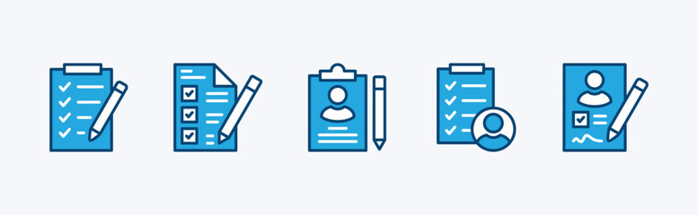 Set of guest list icon. Containing clipboard, registration, information, participant, checklist, document, attendance. Vector illustration