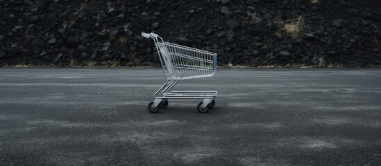 Copy space image of a vacant shopping cart abandoned on the pavement