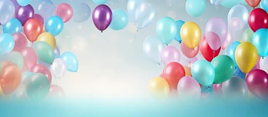 Colorful balloons arranged on a vibrant background with ample space for text Perfect for celebratory messages