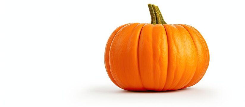 A small pumpkin for decoration shown on a white background with copy space image
