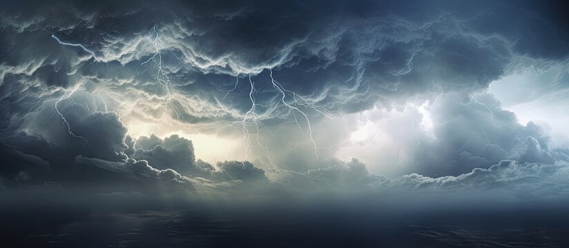 Storm clouds are gathering with the beautiful presence of silver linings. Copy space image. Place for adding text and design