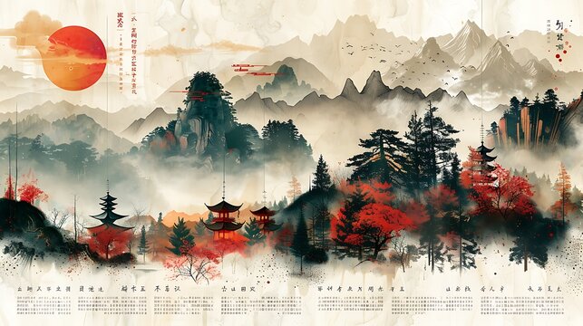 Create an infographic explaining the core concepts and themes of Chinese philosophy such as harmony balance virtue the Dao Way and the Mandate of Heaven.