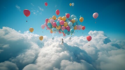 Fototapeta premium Soaring Towards the Clouds An Ethereal Journey of Adventure and Discovery