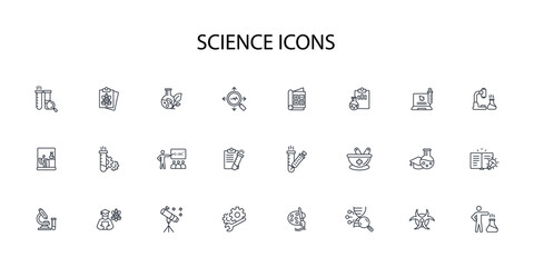 science icon set.vector.Editable stroke.linear style sign for use web design,logo.Symbol illustration.
