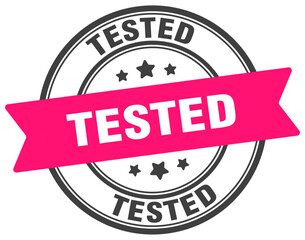 tested stamp. tested label on transparent background. round sign