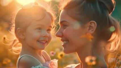 A mother hugs her daughter with pure love and happiness. mother and daughter playing together With laughter filled with warmth and love happy memories