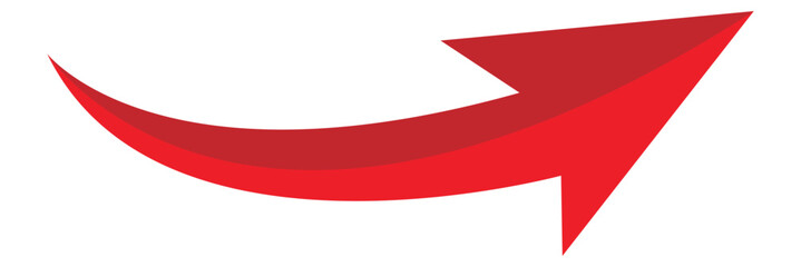 Red large forward or left pointing solid long arrow icon sketched as vector symbol
