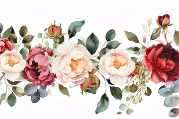 Wild field herbs flowers. Watercolor floral collection set - bouquets, borders, frames. Illustration green leaves, branches.. Wedding stationery, wallpapers, fashion, backgrounds. Wildflowers.