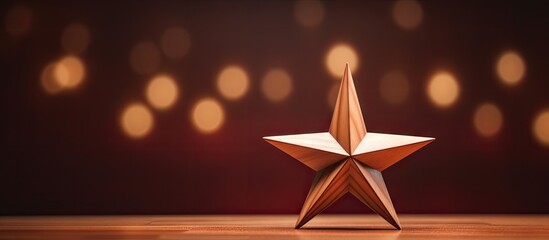A wooden Christmas star on a vibrant backdrop with ample copy space for customization or text integration
