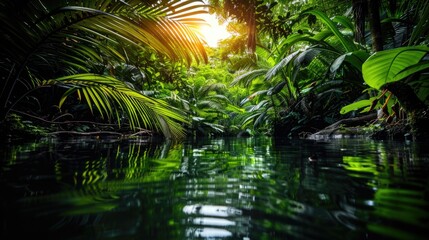 Tranquil Jungle Waterfall: Serene Tropical Oasis