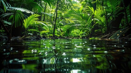 Tranquil Jungle Waterfall: Serene Tropical Oasis
