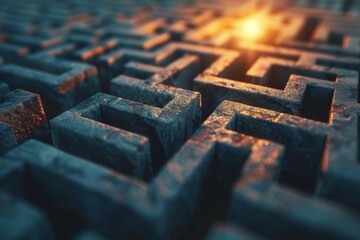 Navigating Business Strategies Through a 3D Maze with Illuminated Exit