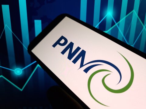 Konskie, Poland - May 12, 2024: PNM Resources company logo displayed on mobile phone
