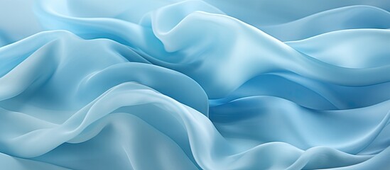 Obraz premium Close up image of a soft chiffon fabric with an abstract blue texture. Copy space image. Place for adding text and design