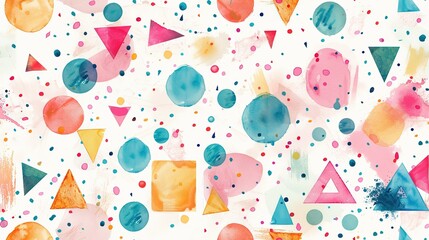 Fototapeta premium watercolor seamless pattern minimal modern style geometric fractal element, Generative Ai